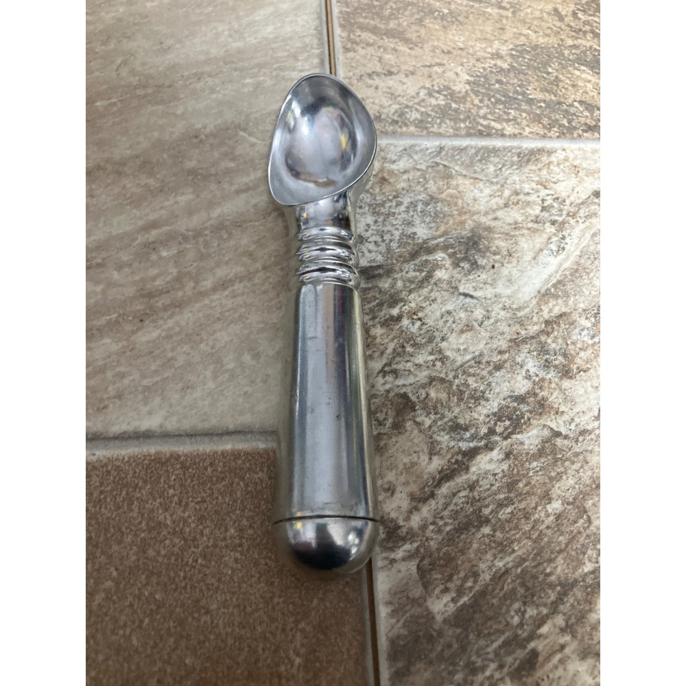 Farberware Cast Aluminum Ice Cream Scoop Silver Polished Ergonomic 7 Inch